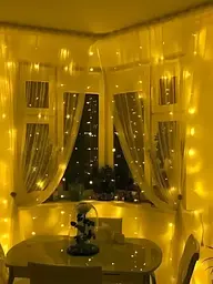 Гірлянда штора кульки-кракле 3х3 м, 242 LED, USB, тепле біле світло, біла (702355417) - мініатюра 6