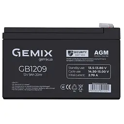 Батарея для ДБЖ 12В 9Ач Gemix GB1209, 94х65х151 мм