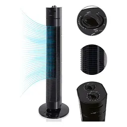 Колонний підлоговий вентилятор Clatronic TVL 3370 Black, безшумний, кімнатний, із таймером та автоповоротом, чорний - мініатюра 2