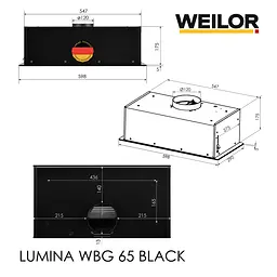 Витяжка повновбудована WEILOR LUMINA WBG 65 BLACK - мініатюра 18