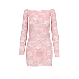 Прозора сорочка з довгим рукавом Passion YOLANDA CHEMISE L/XL, pink, трусики - мініатюра 3