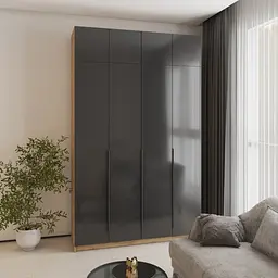 Шафа 4-дверна з антресоллю MebelStar Оскар Gloss BL-B, блок шухляд 160x52x260 см Дуб тахо/Чорний (MBS-5528)