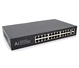 POE-комутатор Merlion BTD6024FE 24 POE 10/100 + 2 RJ45 10/100/1000 + блок живлення 52 В 5,8 А