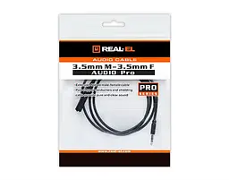 Аудіо-кабель REAL-EL Audio Pro (EL123500041) mini-jack 3.5мм(M)-mini-jack 3.5мм(F) 1м, чорний - мініатюра 3
