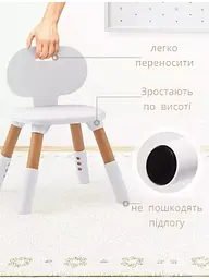 Дитячий стіл та стілець 5 в 1. Регулятор висоти столика та стільця . Скандинавський стиль. Багатофункціональний стол для гри і розвитку. (CK-SkandSt) - мініатюра 9