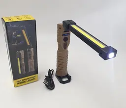 Ручний акумуляторний LED ліхтар світлодіодна 2хCOB+XPE кемпінгова лампа з магнітом і гачком ліхтарик UKC Work Light W08 - мініатюра 3