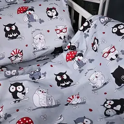 Комплект постільної білизни MirSon Kids Time 17-0672 Silver Owlets сірий 143 x 210 см (2200010183948) - мініатюра 3