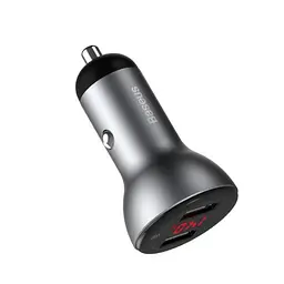 Автозарядний потужний Baseus U+U 45 W Digital Display Dual SCP Quick Charger Car Charger CCBX-B0G