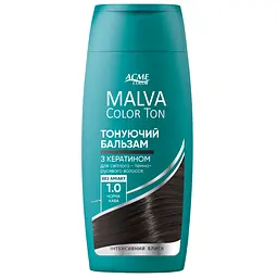 Тонуючий бальзам для волосся Malva Color Ton 1.0 Чорна кава 180 мл