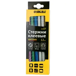 Набір стрижнів клейових Ø11.2×200мм 12шт 0.24кг (кольорові) SIGMA (2713151) - мініатюра 2
