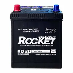 Автомобільний акумулятор ROCKET Japan 6СТ-40Ah Аз ASIA 340A (CCA) ТК з перехідником під клему STD SMF 42B19R