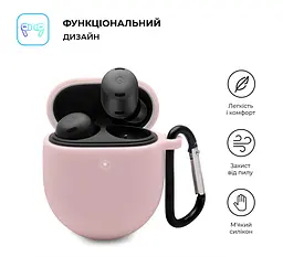 Силіконовий чохол для навушників Google Pixel Buds Pro, Hang Case, рожевий, ультратонкий захисний кейс товщиною 2 мм, захист від подряпин, пилу та ударів, компактний, з карабіном для кріплення, ArmorStandart (ARM75515) - мініатюра 2