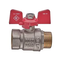 Кран кульовий Nolf Classic NFC.721-08-3/4" FM ГШМ, ручка "метелик" червона NF3127 - мініатюра 2