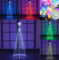 Новорічна конусна ялинка Sun Lamp розумна світлодіодна 340 лампочок RGB 250 см - мініатюра 5