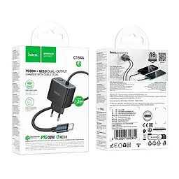 Адаптер мережевий HOCO New charger with Type-C cable C164A 1USB, 30W/3A, PD/QC - мініатюра 2