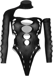 Безшовне боді на одне плече Leg Avenue Seamless thong back bodysuit, One Size, чорне - мініатюра 3