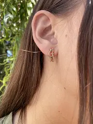 Дитячі золоті сережки кошечки S-0040 - мініатюра 7
