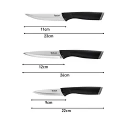 Tefal Набір ножів Essential, 3шт, нержавіюча сталь, пластик, чорний., нержавіюча сталь, пластик - мініатюра 8