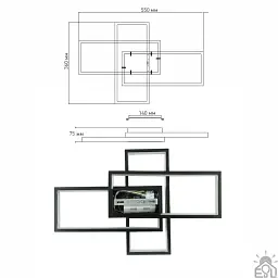 Керована світлодіодна люстра SVEN 70W 3S SMART 550x360x75-BLACK-220-IP20 ESLLSE - мініатюра 9