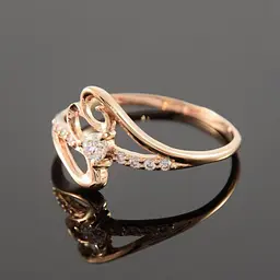 Каблучка з червоного золота з фіанітами 17 K-0057 - мініатюра 5