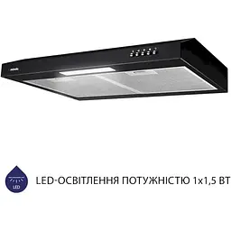 Витяжка пласка Minola HPL 612 BL чорна - мініатюра 3