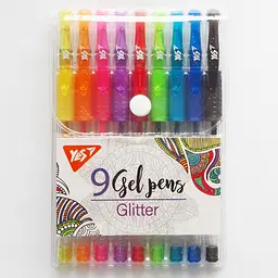 Набір ручок гелевих Yes 420431 Glitter 9шт(12)
