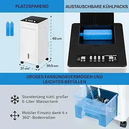 Мобільний кондиціонер-вентилятор OneConcept Freshboxx 3в1 (10034629) - мініатюра 6