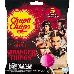 Леденцы на палочке Chupa Chups Stranger Things 5 Flavours 120 г (8410031979404)