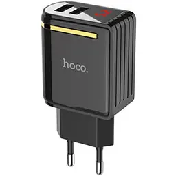 Мережевий зарядний пристрій Hoco 2USB C39A 2.4A Black
