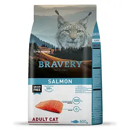 Сухий корм для котів Bravery Salmon Adult Cat з лососем 600 г