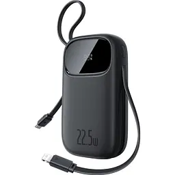 Зовнішній акумулятор із 2 вбудованими кабелями Baseus Qpow 3 20000mah 22.5w C + L чорний - мініатюра 2