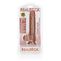 Фалоімітатор RealRock Straight Realistic 7", 18 см (тілесний) - мініатюра 5