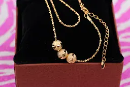 Набір Xuping Jewelry ланцюг з трьома кульками 8 мм 40 см додаток 5 см золотистий - мініатюра 3