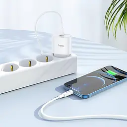 Адаптер Сетевой HOCO Type-C to Lightning Cable Metro single port charger set C94A |1Type-C, 20W/3A, PD/QC| - мініатюра 5