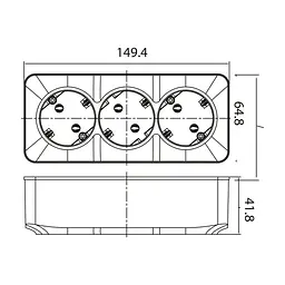 Розетка Horoz Electric Power max-3 Eva, потрійна накладна з з/к, біла - мініатюра 2
