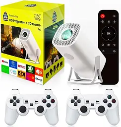 Ігровий проектор Smart TV 3D Game для кіно та ігор смарт домашній кінотеатр з джойстиками 4K Android 11 1080P 1280*720P HD Dual Wi-Fi 6 Bluetooth 5.0 з пультом ДУ 30000 ігор UKC S40 Max - мініатюра 2