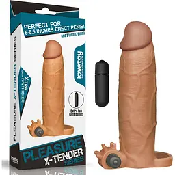 Насадка на пеніс Lovetoy Pleasure X-Tender Series Add 3" 20 см (коричневий)