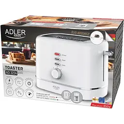 Тостер Adler AD 3224 white 850Вт/ 2 відділення/7 режимів підсмажування/розморожування/підігрів булок - мініатюра 12