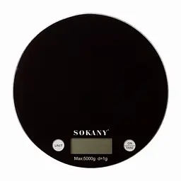 Ваги кухонні електронні SOKANY SK-19023 до 5 кг з плоскою платформою, чорний Sokany SK-19023B