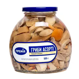 Грибы Премія Ассорти маринованные, 500 г (300778)