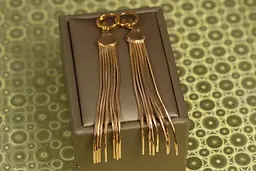 Сережки Xuping Jewelry підвіски позначки Сім блискучих променів 8,5 см золотисті