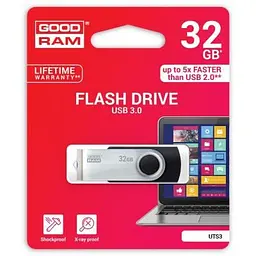 USB флеш накопичувач Goodram 32GB UTS3 Twister Black USB 3.0 (UTS3-0320K0R11) - мініатюра 2