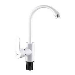 Змішувач для кухні Plamix LEON-011 з підведенням white PM0614, Білий