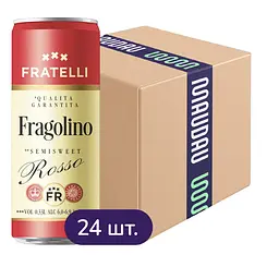 Упаковка вина ігристого Fratelli Fragolino Rosso червоного напівсолодкого 7.92 л (0.33 л х 24 шт.)