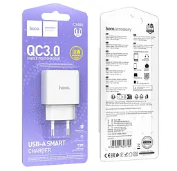 Зарядний пристрій Hoco C140A USB 18W 5V/3A QC3.0 White (36294_3607261) - мініатюра 3