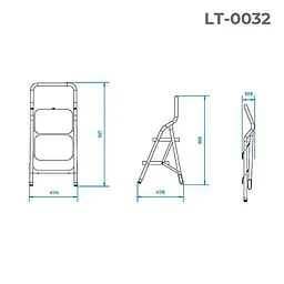 Драбина сталева Intertool висота 895 мм х 2 ступені 380 х 260 мм LT-0032 - мініатюра 7