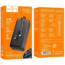 Портативна батарея Power Bank Hoco J118B Speed Energy with cable 30000mAh Black - мініатюра 5