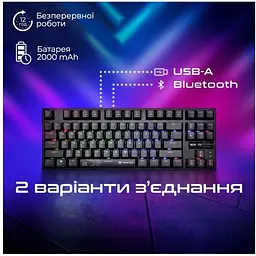 Клавіатура дротова Vertux VertuPro-80 Wireless/USB Black (vertupro-80.black) - мініатюра 5