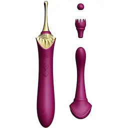 Вагінально-кліторальний вібратор Zalo Bess Velvet Purple мультифункціональний з насадками