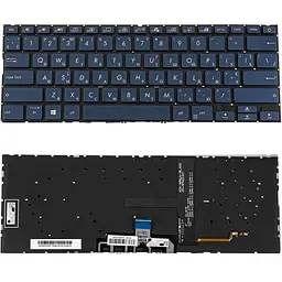 Клавіатура для ноутбука ASUS (UX434 series) ukr синій без фрейма подсветка клавиш
